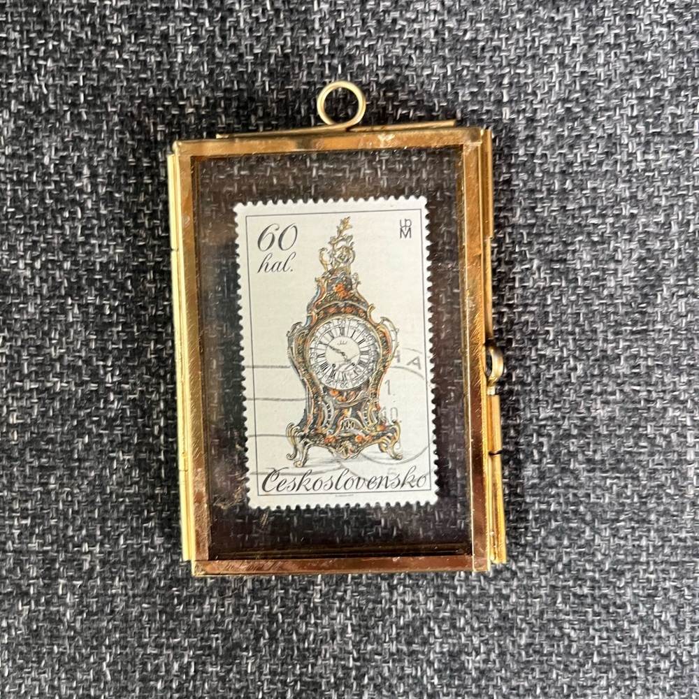 Vintage look Gold Frame Wall Decor Postage Stamp Clock